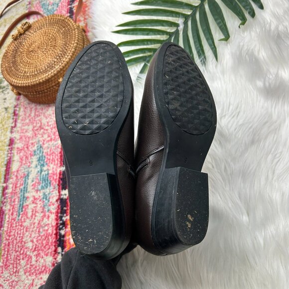 Aerosoles Neutral Dark Brown Leather Ankle Boots Booties 9 - Picture 7 of 9